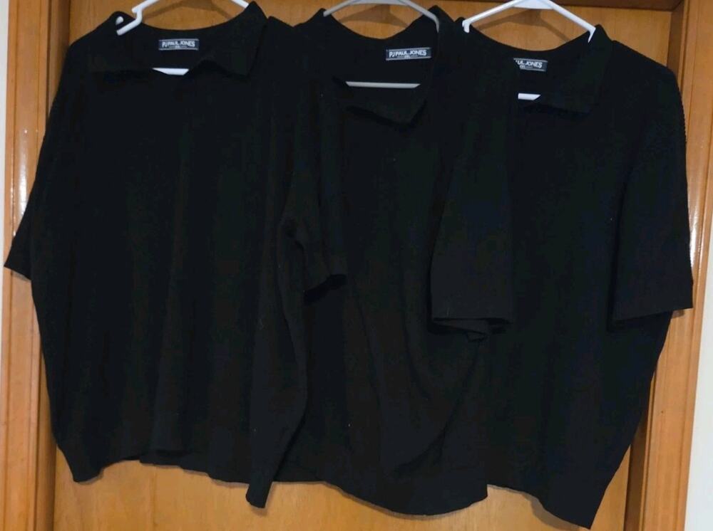 3 PJ Paul Jones Sweater Mens 2XL Black V-neck Ribbed Knit Pullover